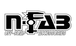 Logo for N-FAB Off-Road Accessories: Bold, black letters, white border. Shows 