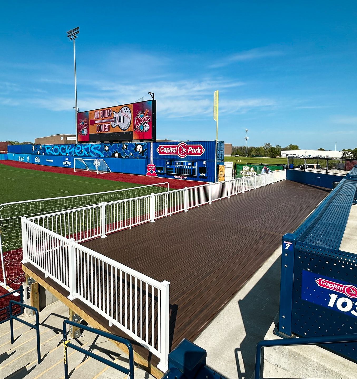 A stadium with a sign that says pepsi on it