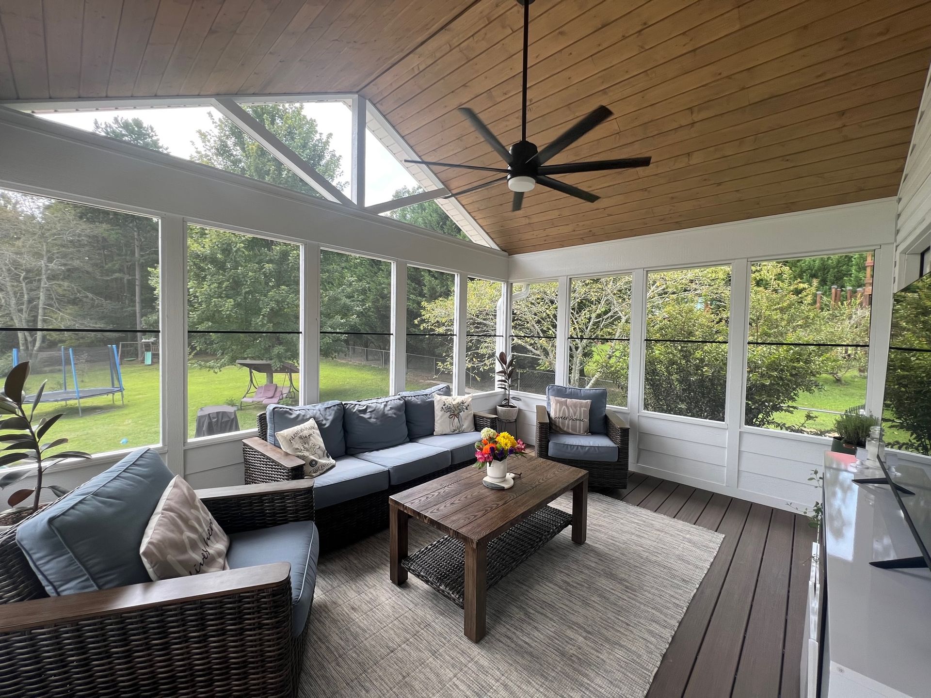 interior view of screened porch