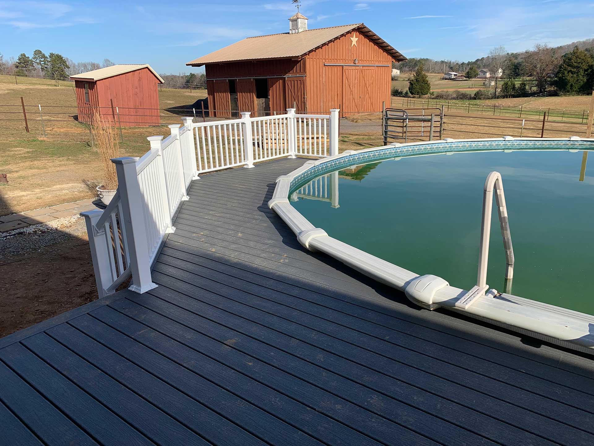 deck with pool
