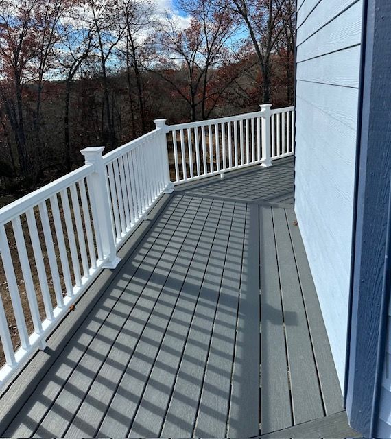 white and blue side deck