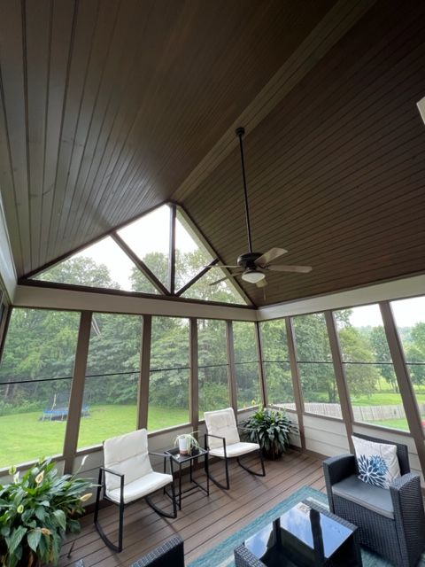 Screen Porch inside view vaulted ceiling