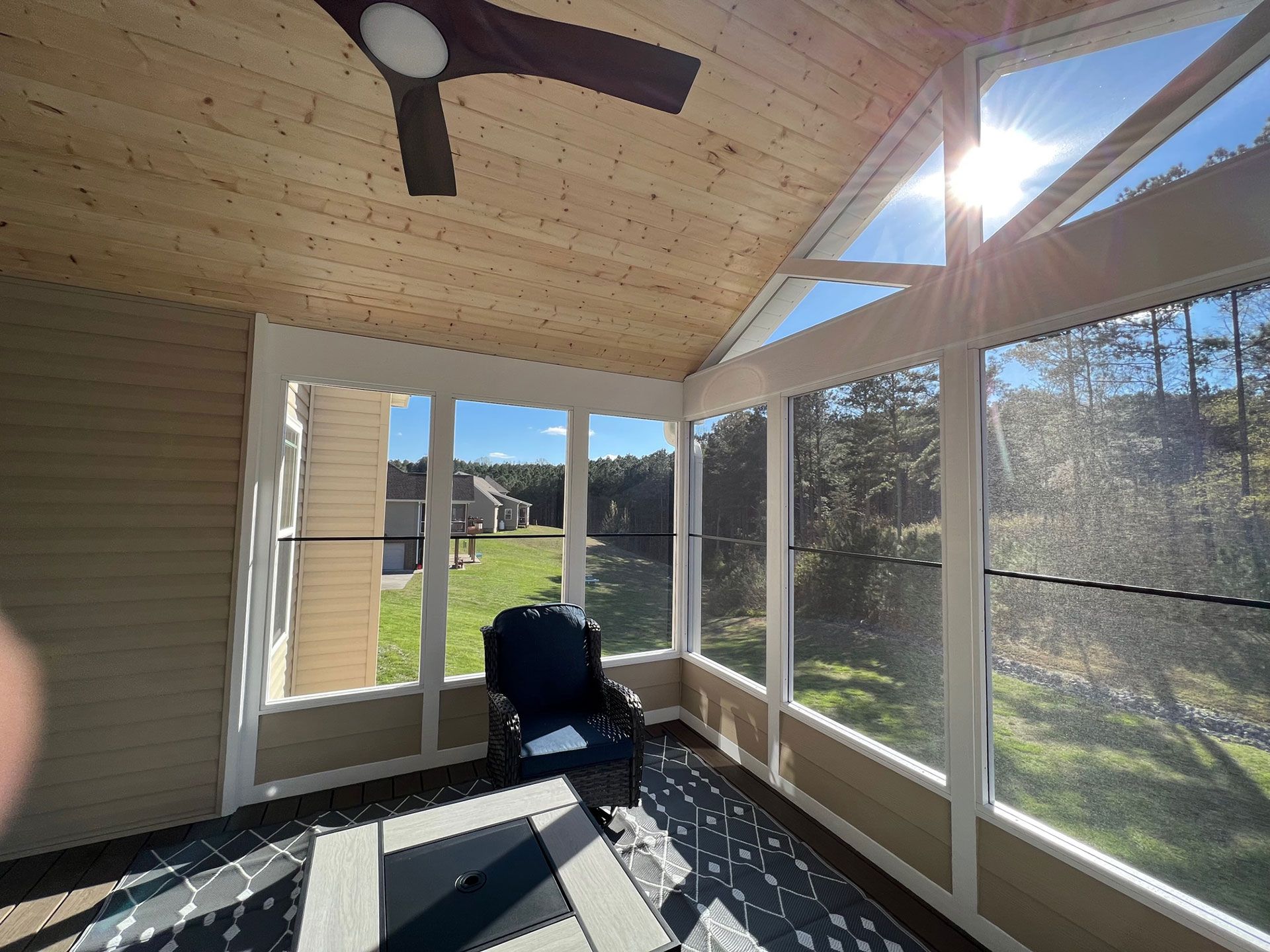 bright screened patio