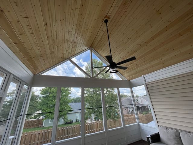elevated screened porch with deck