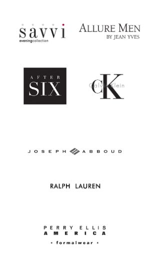 Savvi, Allure Men, After Six, Calvin Klein, Joseph Abboud, Ralph Lauren, Perry Ellis