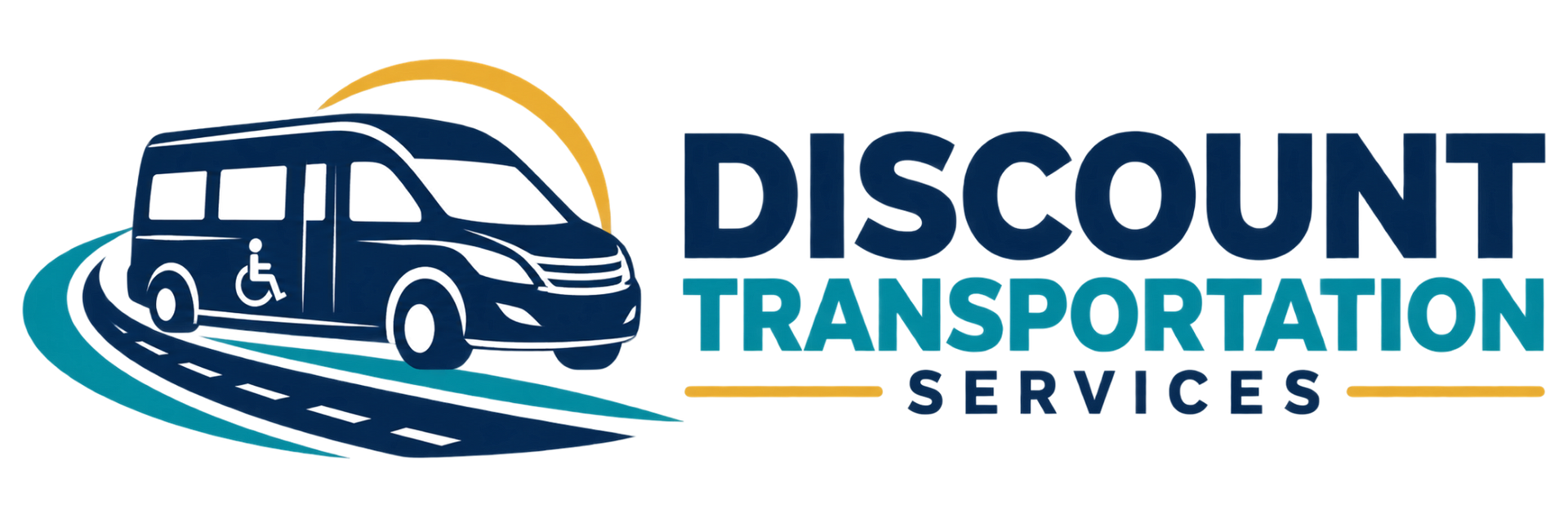 Blue text reading &ldquo;DISCOUNT TRANSPORTATION&rdquo; on a white background