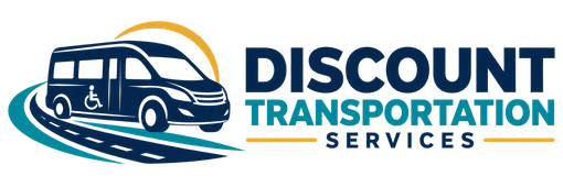 Blue text reading &ldquo;DISCOUNT TRANSPORTATION&rdquo; on a white background