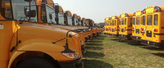 School bus on park