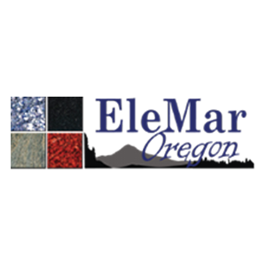 EleMar Oregon logo with four colored tile squares and stylized purple text over a mountain silhouette