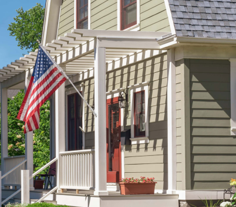 Nice house with American flag