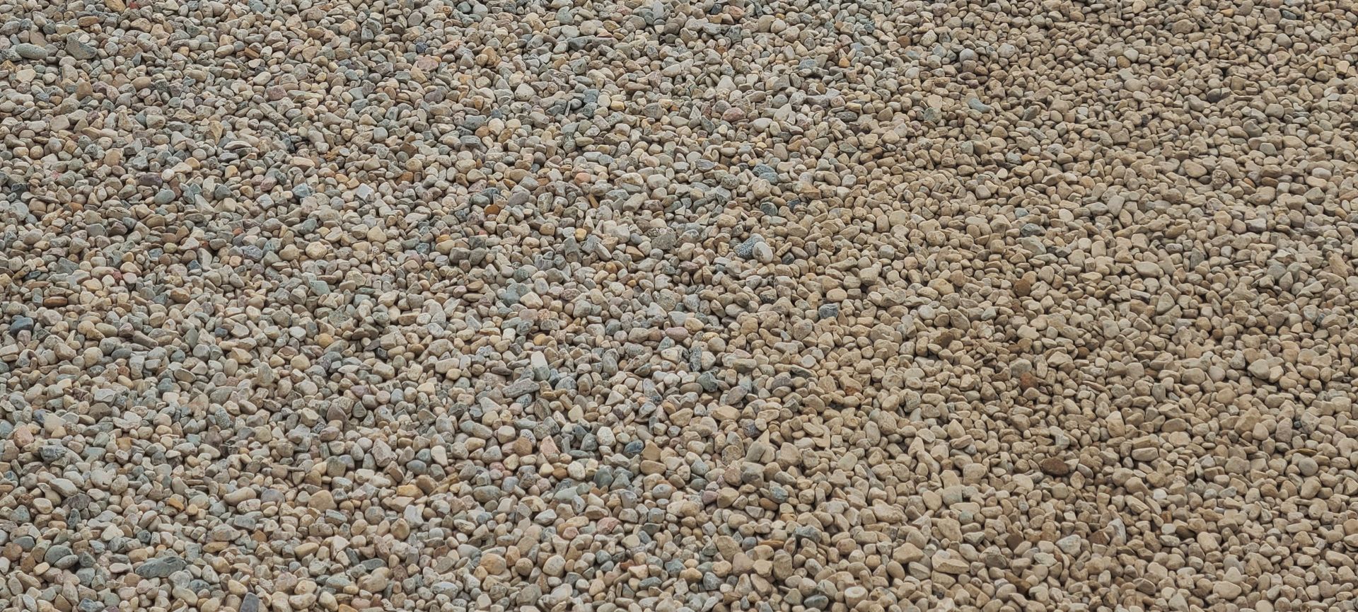 Pebbled gravel ground in gray, tan, and brown tones