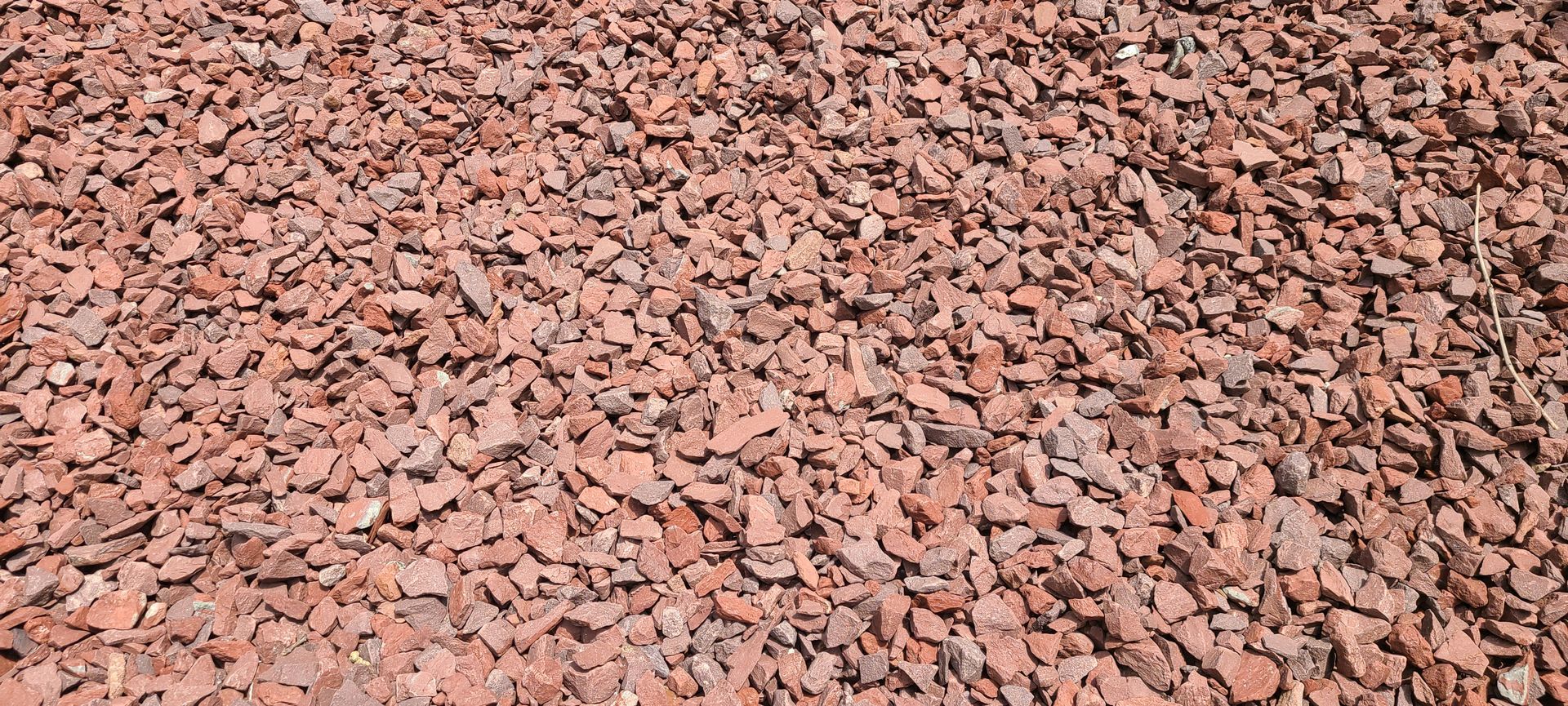 Close-up of a bed of small reddish-brown rocks filling the frame