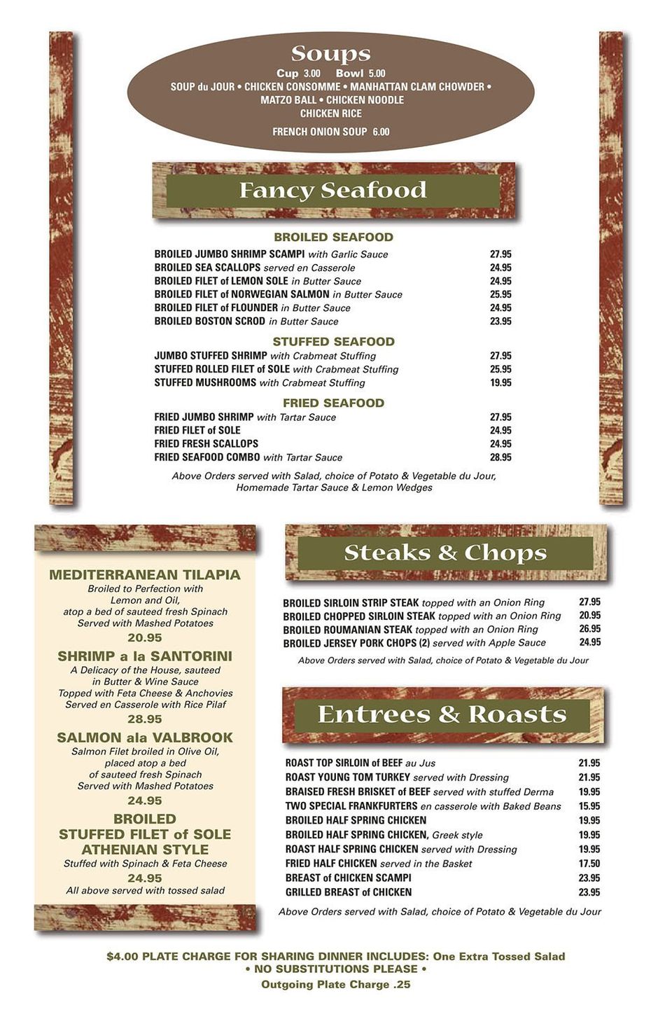 Daily Entrees and Soups Menu Valley Stream, NY