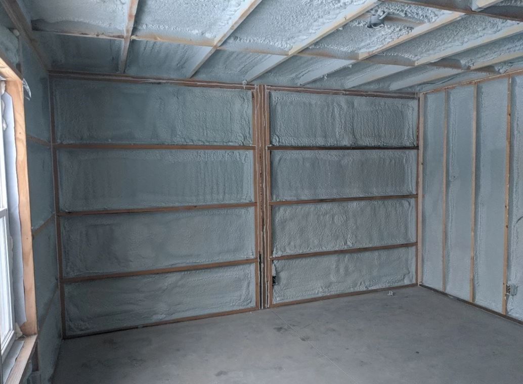 Completed spray foam insulation