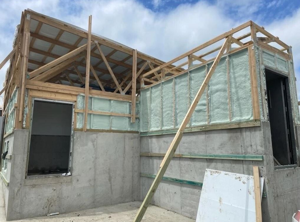 Completed spray foam insulation