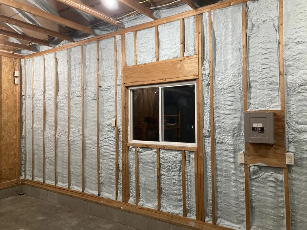 Completed spray foam insulation