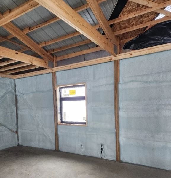 Completed spray foam insulation