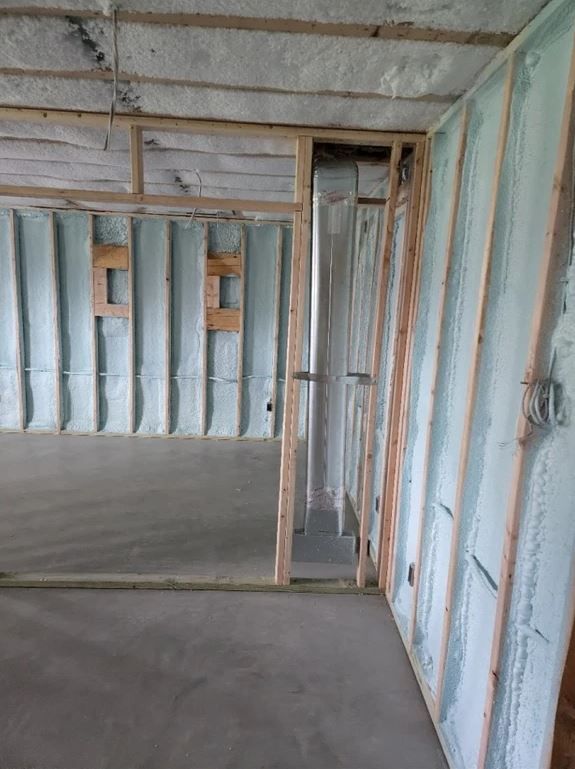 Completed spray foam insulation