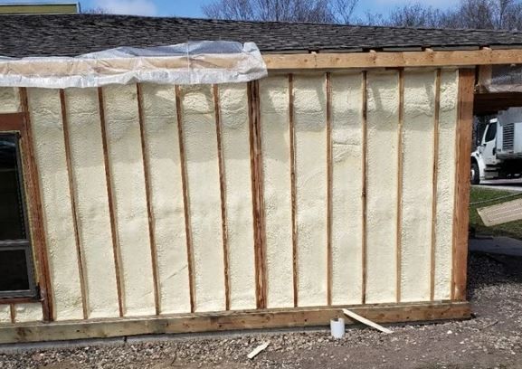 Completed spray foam insulation