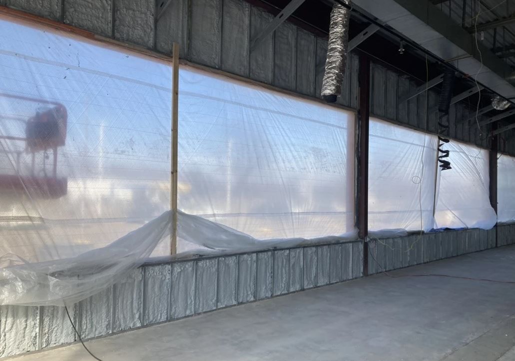 Completed spray foam insulation