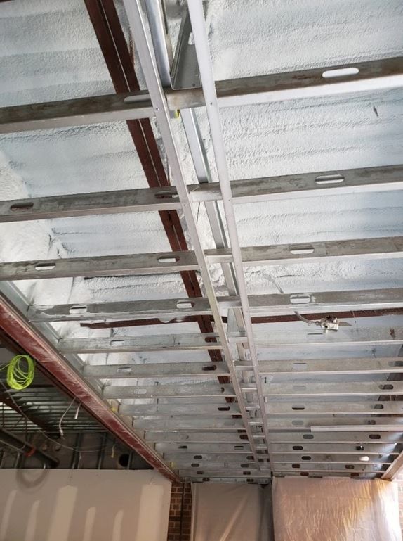 Completed spray foam insulation