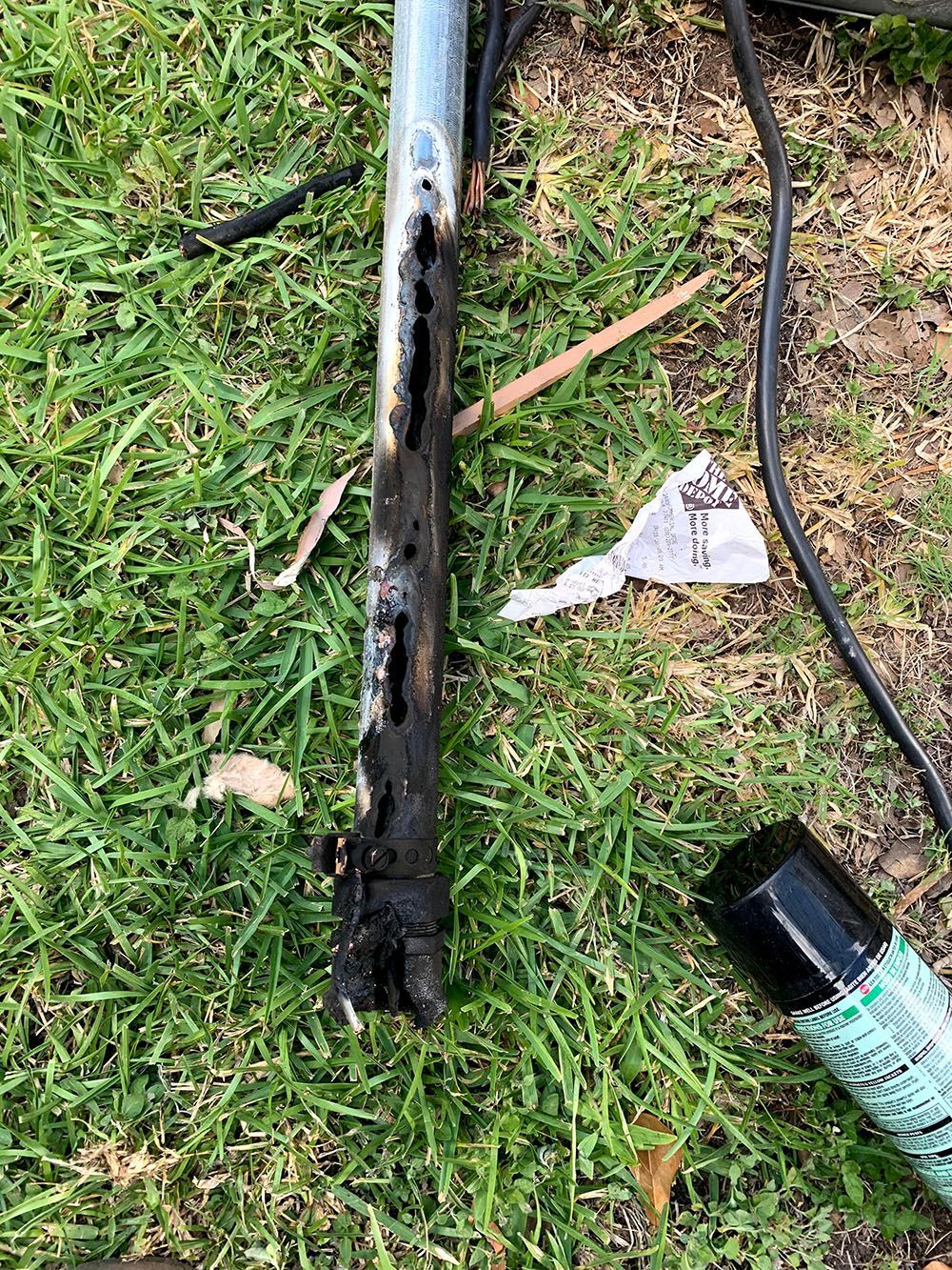 A burnt electrical tube