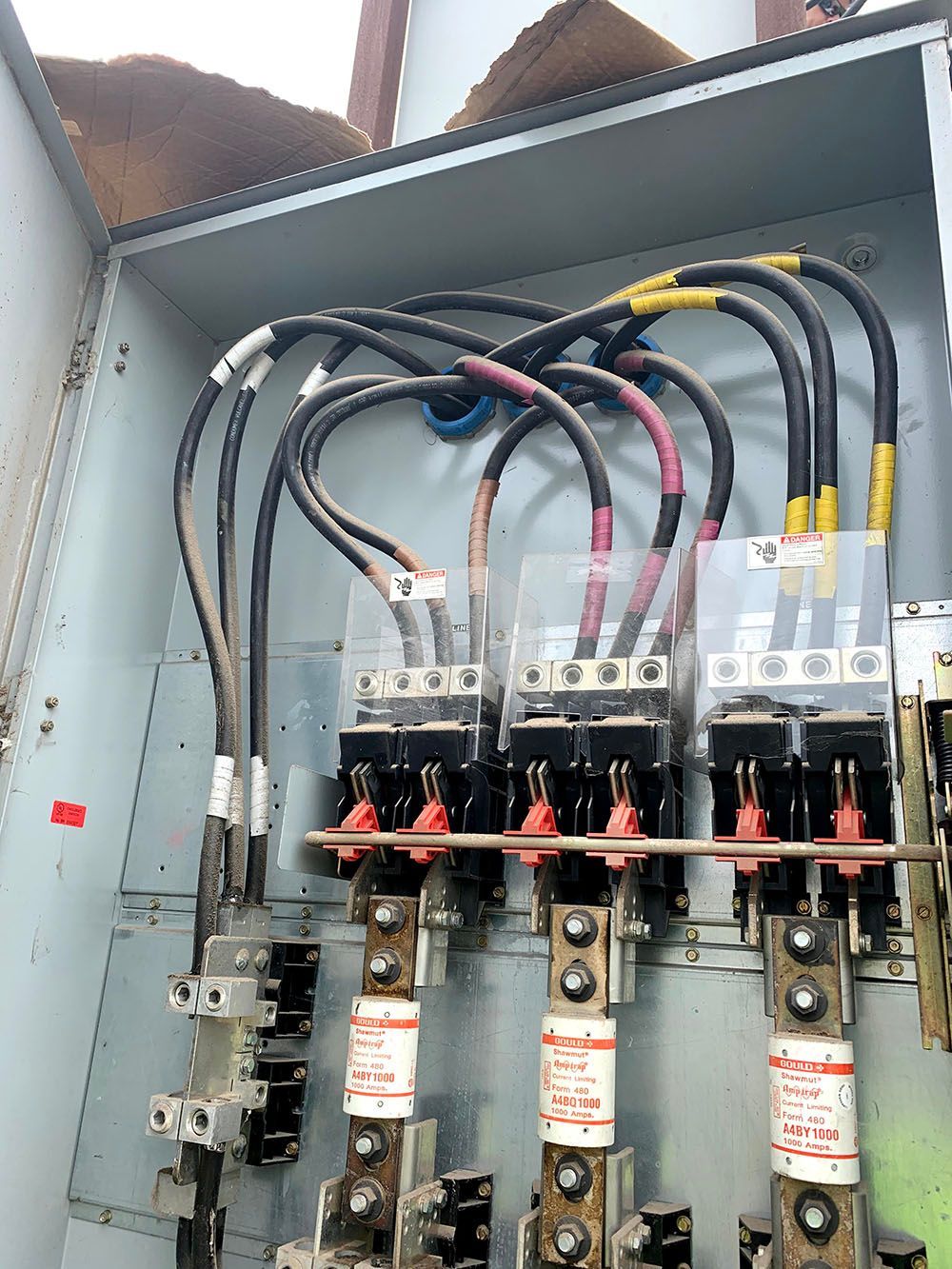 A close-up of an electrical box