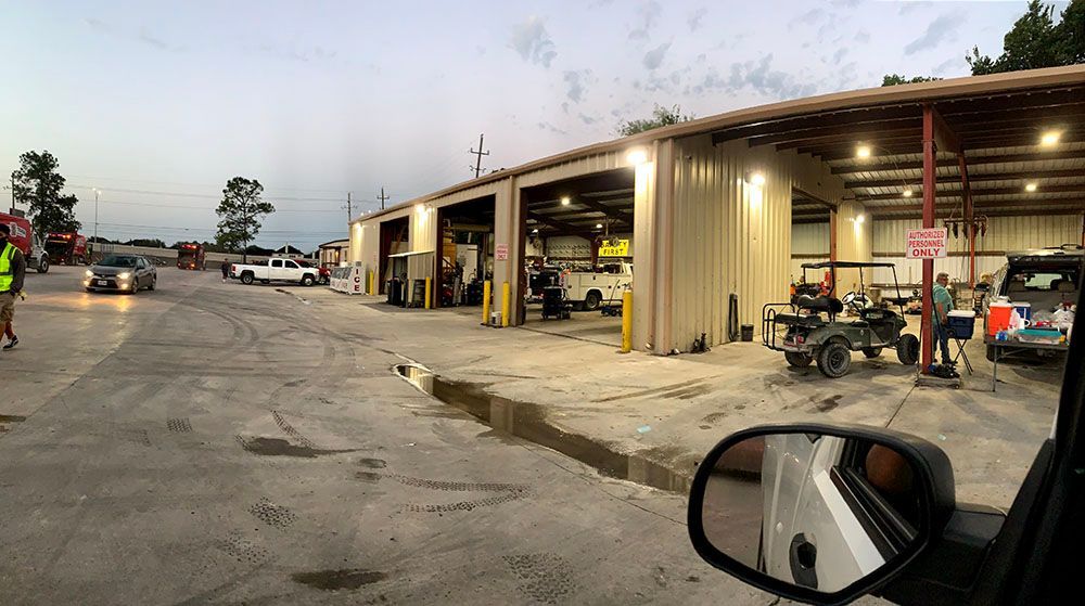 A well-lighted garage