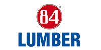 84 Lumber logo in red and blue on a white background