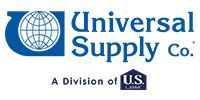 Universal Supply Co. logo in blue with globe icon and “A Division of U.S.” tagline