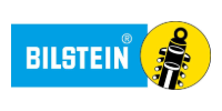 BILSTEIN logo with blue wordmark and yellow circle showing a black shock absorber