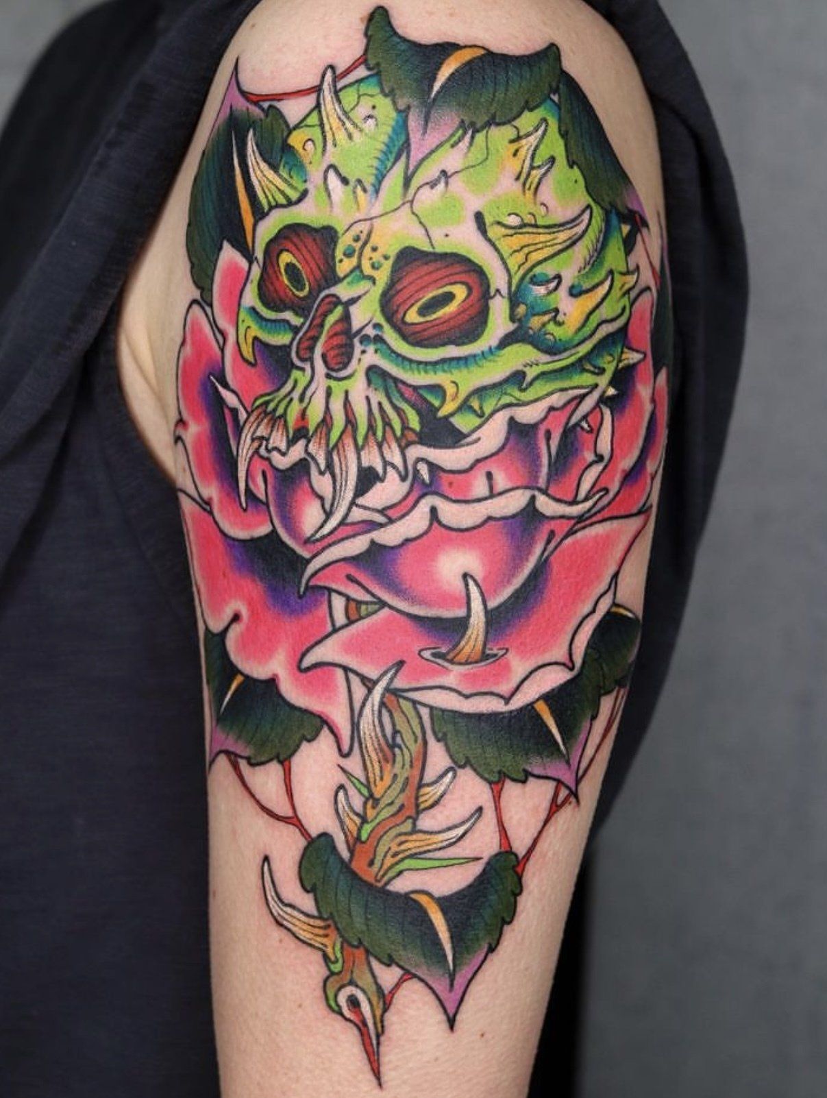 Tattoo arm green mask
