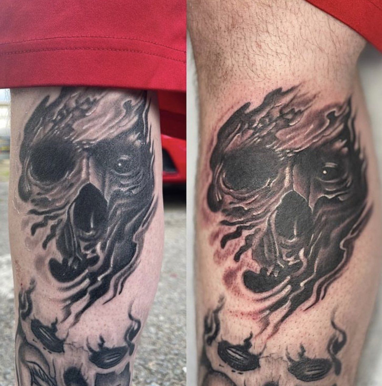 Tattoo before and after skull