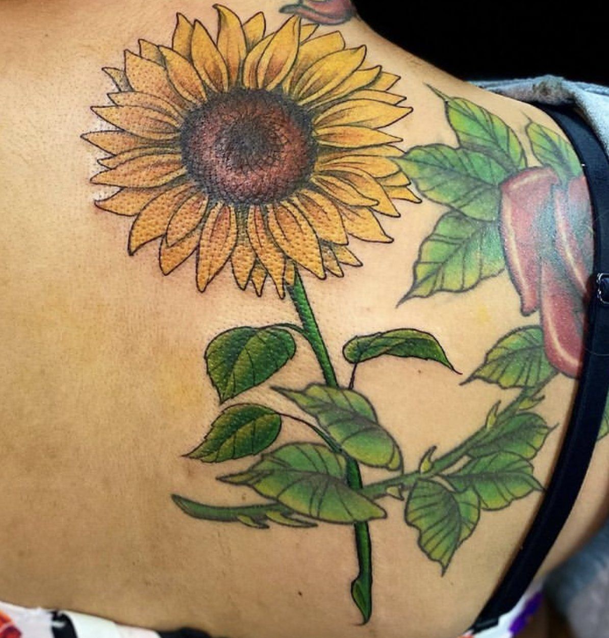 Tattoo on back sunflower