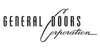 The logo for the general doors corporation is black and white.