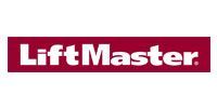 A red and white logo for a company called liftmaster.