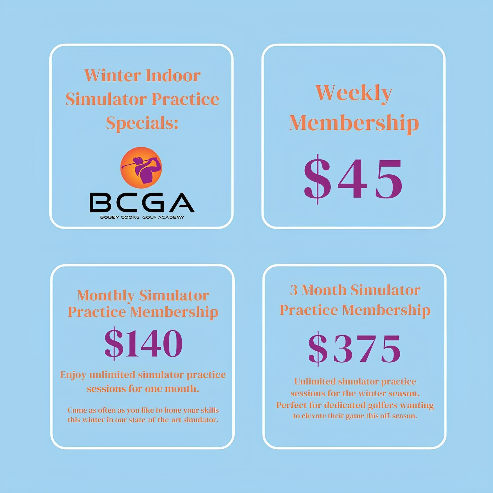Bobby Cooke Golf Academy offers membership packages.