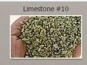 Handful of green limestone gravel labeled