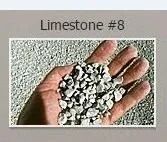 Handful of gray limestone gravel, labeled