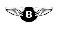 A black and white drawing of a bentley logo with wings.