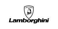 A black and white lamborghini logo on a white background.