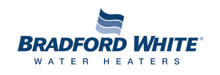 Bradford White Water Heaters logo in blue on white background