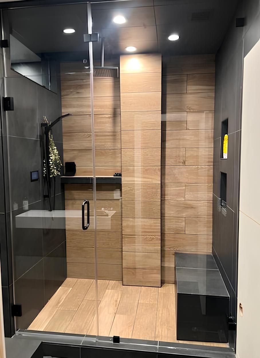 A walk-in shower