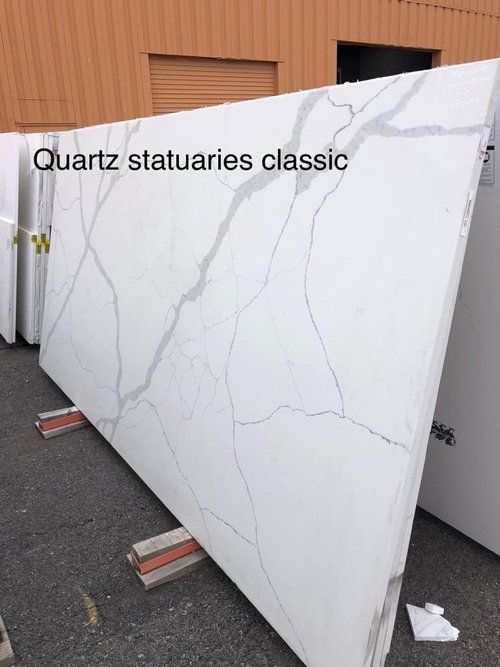 A large white slab of quartz statuaries classic