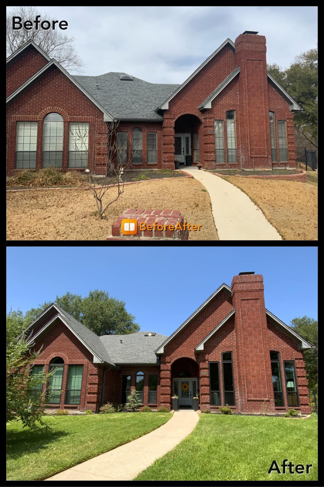 Before and after brick house