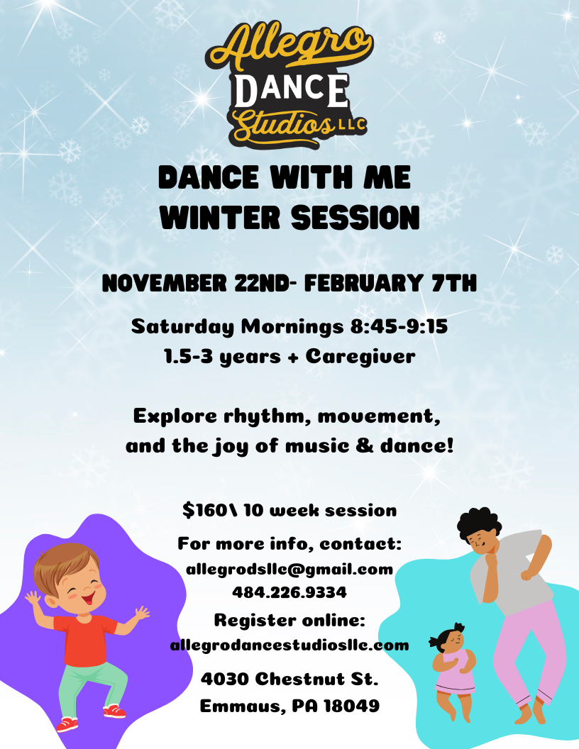 Flyer for Allegro Dance Studios' Winter Season. 