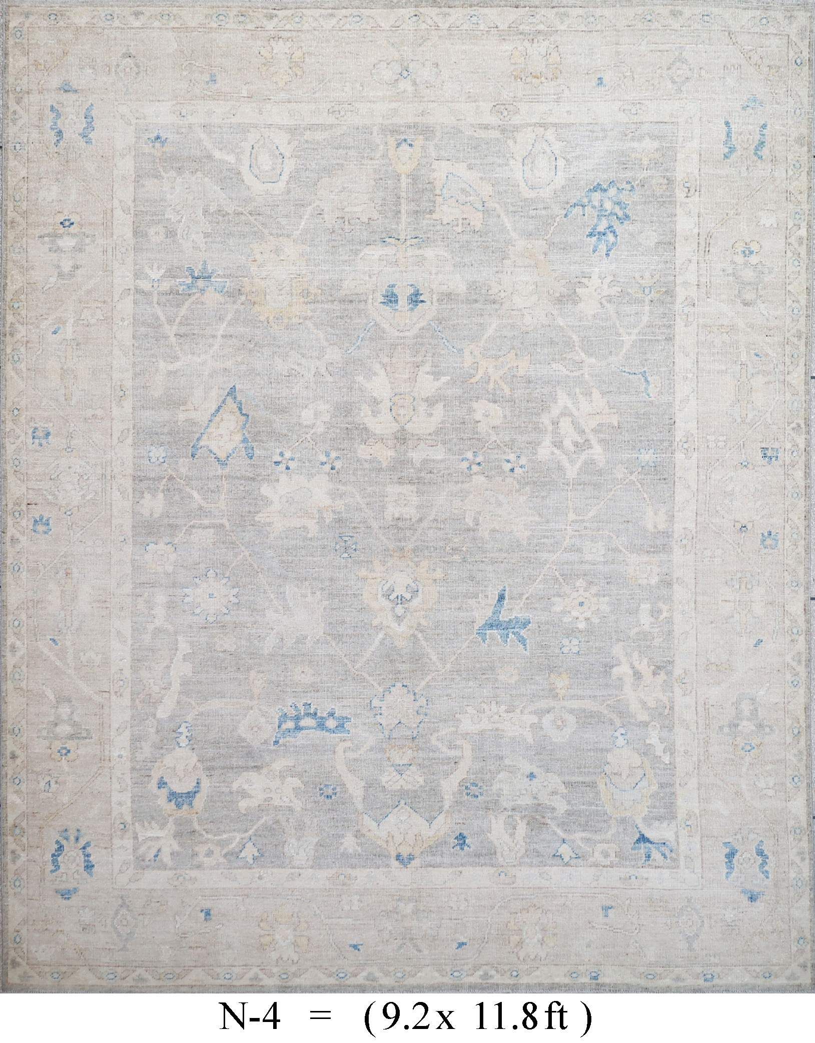 Faded pale gray rectangular artwork with faint blue marks and a small label at the bottom.