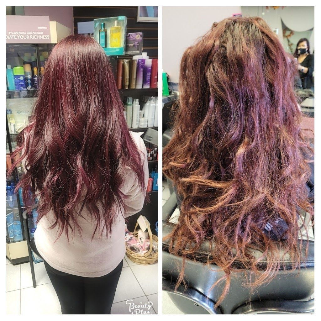 a woman with long red hair