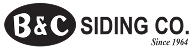 A black and white logo for b & c siding co.