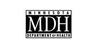 The minnesota department of health logo is black and white.